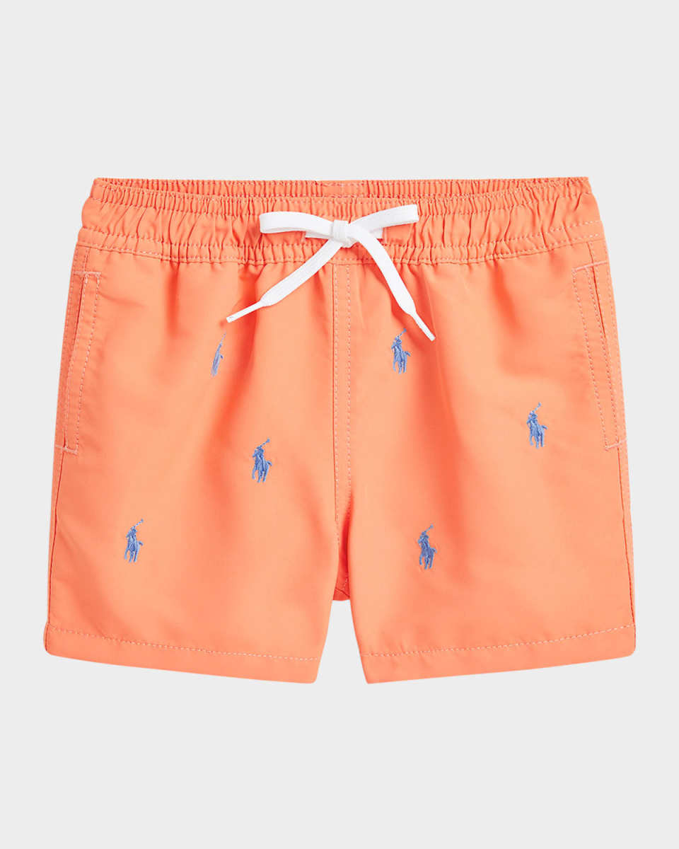 Boy's Pony Embroidered Swim Shorts, Size 3M-24